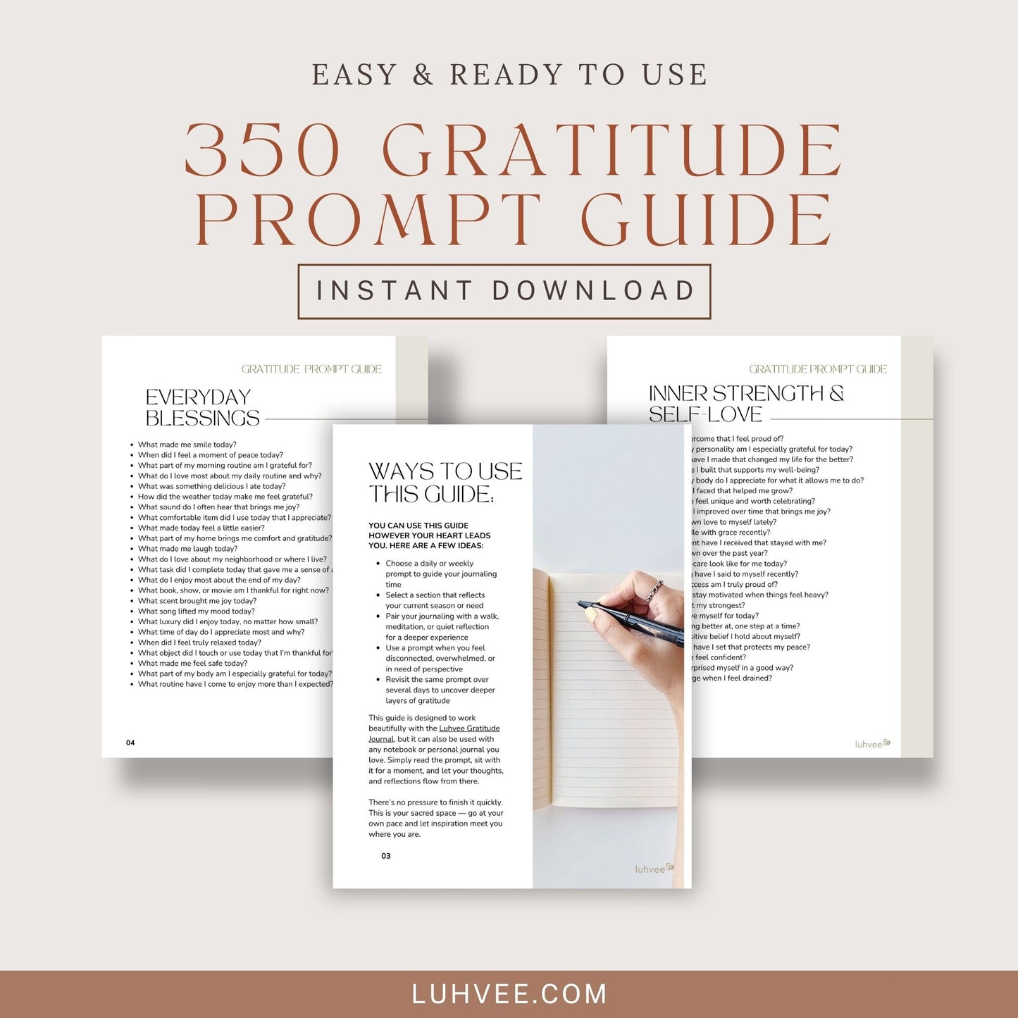 350 Gratitude Journal Prompts Guide — Digital Download
