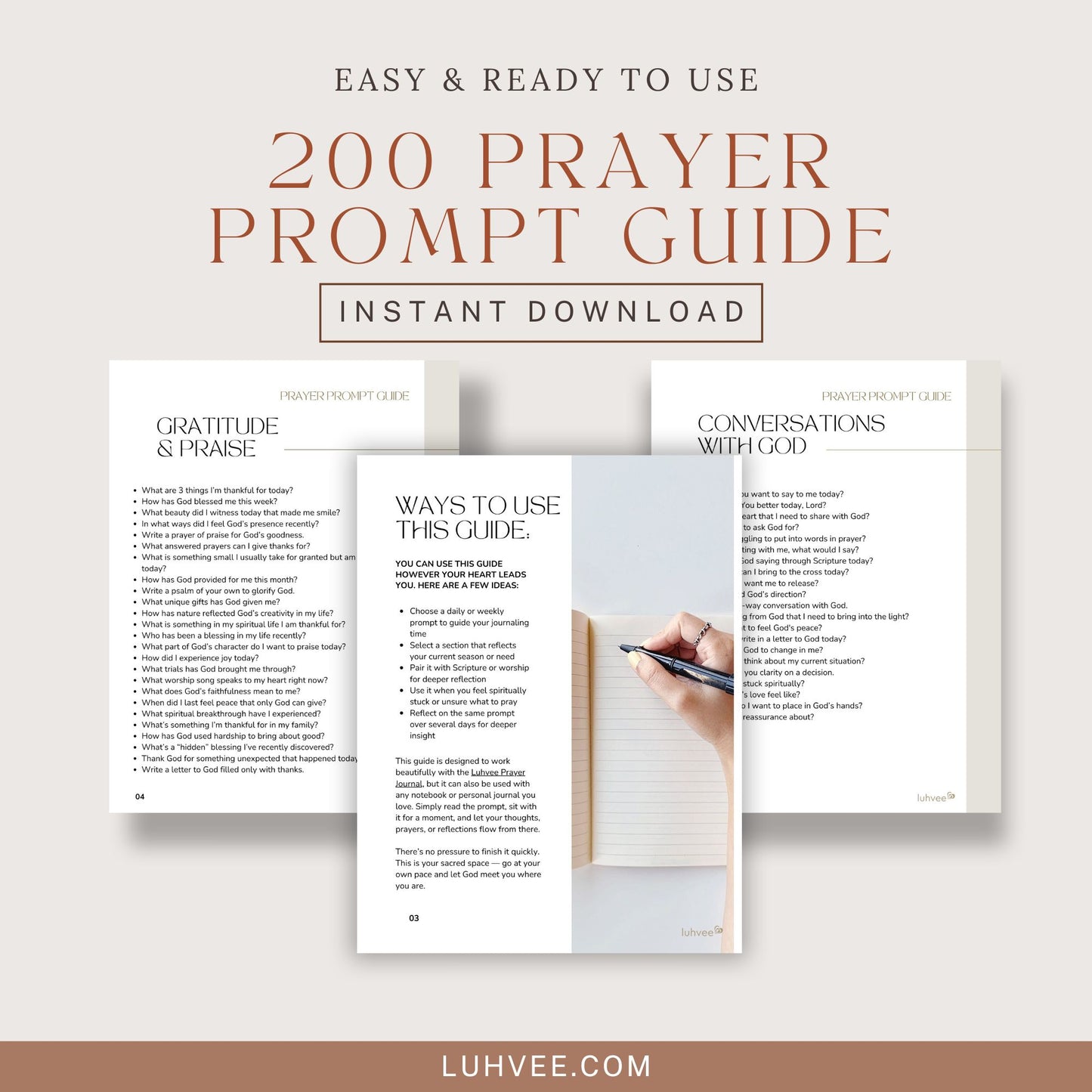 200 Prayer Journal Prompts Guide - Digital Download