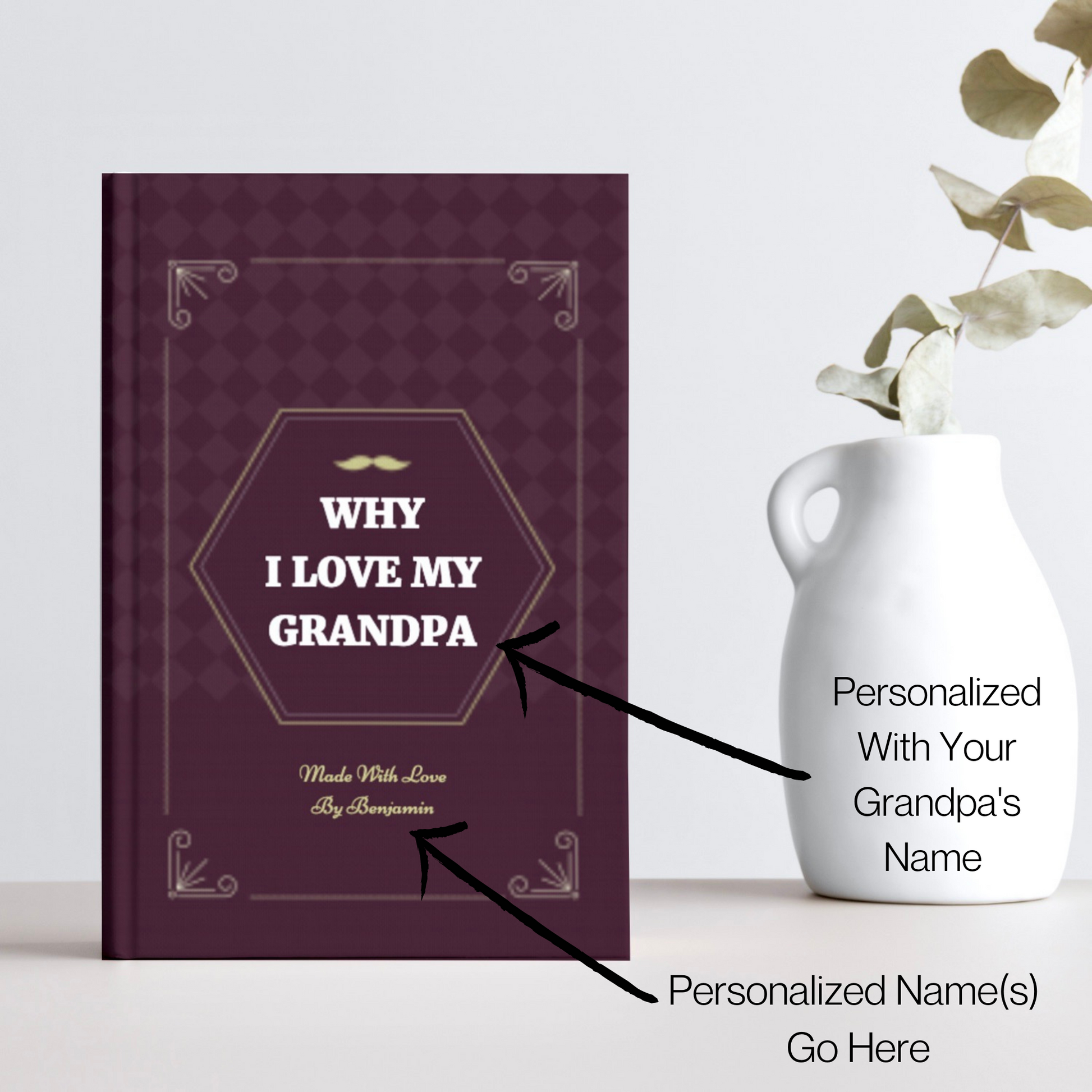 Gift for grandpa from grandkids. Custom book for grandfather. Luhvee Books.