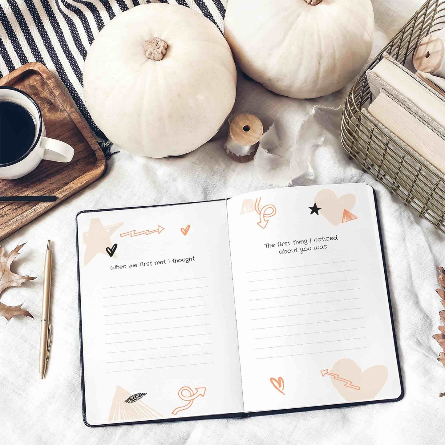 Personalized Gift For Boyfriend / Girlfriend. Interior of book showing fill in the blank prompts.
