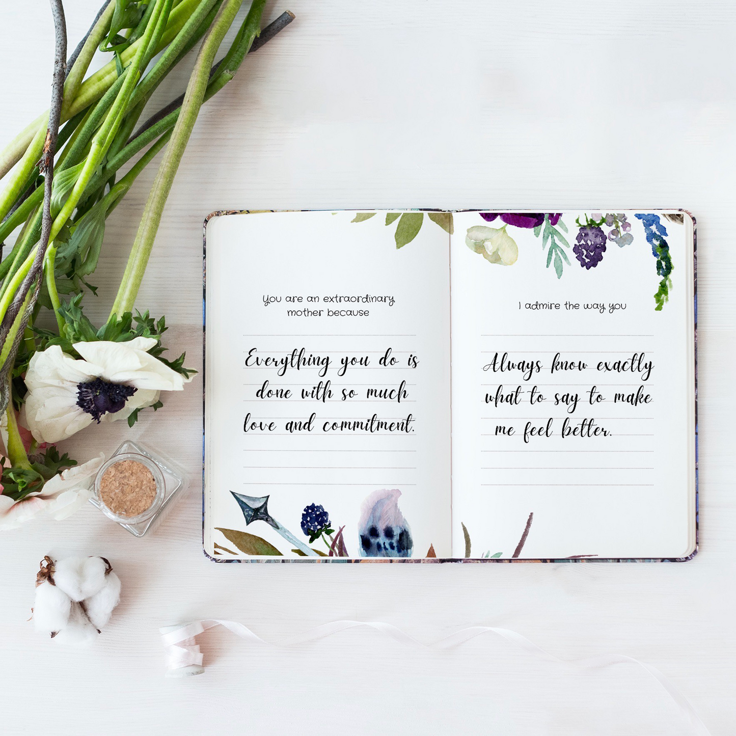Unique gift for mom. Fill in the blank book for mom. Interior prompts example. Luhvee Books.