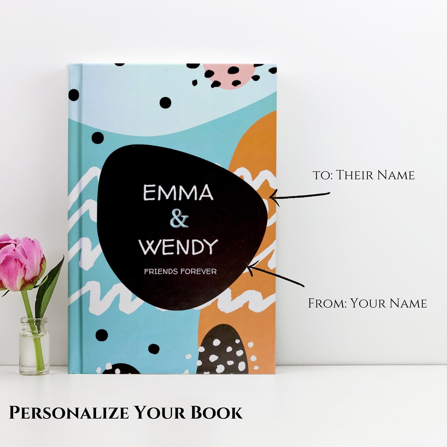 Woman holding personalized book. Custom book by Luhvee Books.