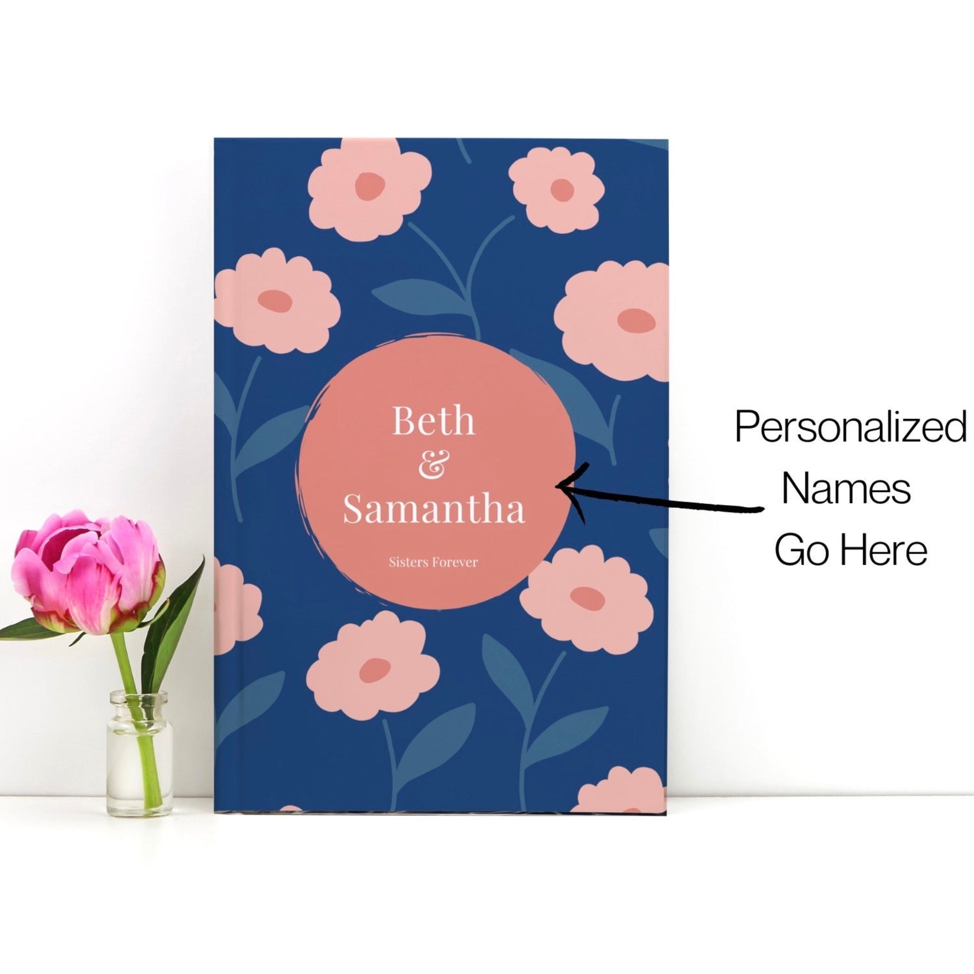 Personalized book shows two sisters names. gift for sister. Luhvee Books.